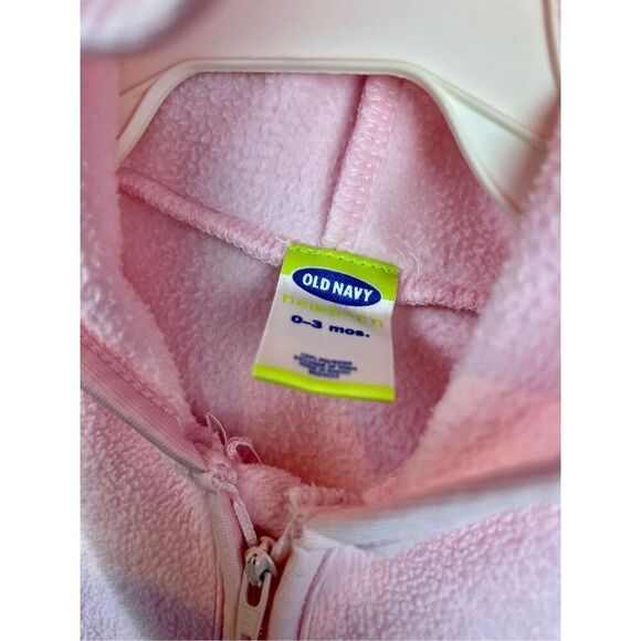 Vintage Y2K Girls Fleece One Piece Pajama 0-3M Pink Old Navy - Picture 3 of 5